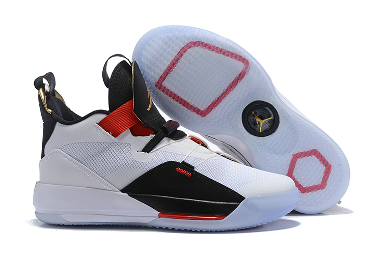 Women Air Jordan 33 White Black Red Gold Shoes - Click Image to Close